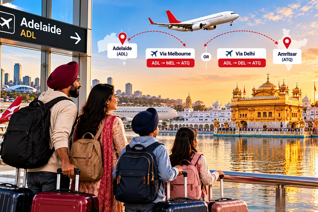 Flights Adelaide to Amritsar Routes Fares Mann Travel